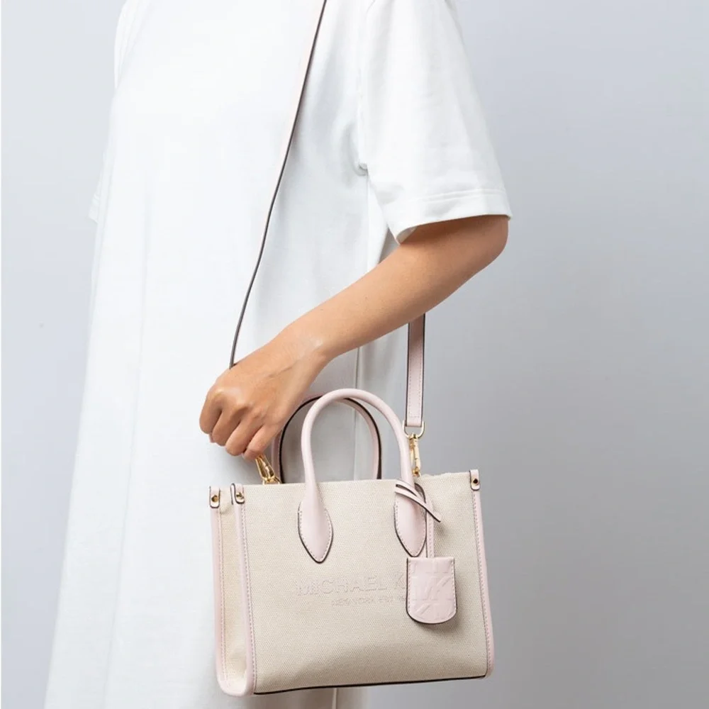 NWT Michael Kors  Mirella Small Shopper Top Zip Crossbody Bag Powder Blush Pink